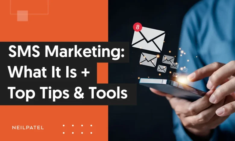 A graphic that says "SMS Marketing: What It Is + Top Tips & Tools."